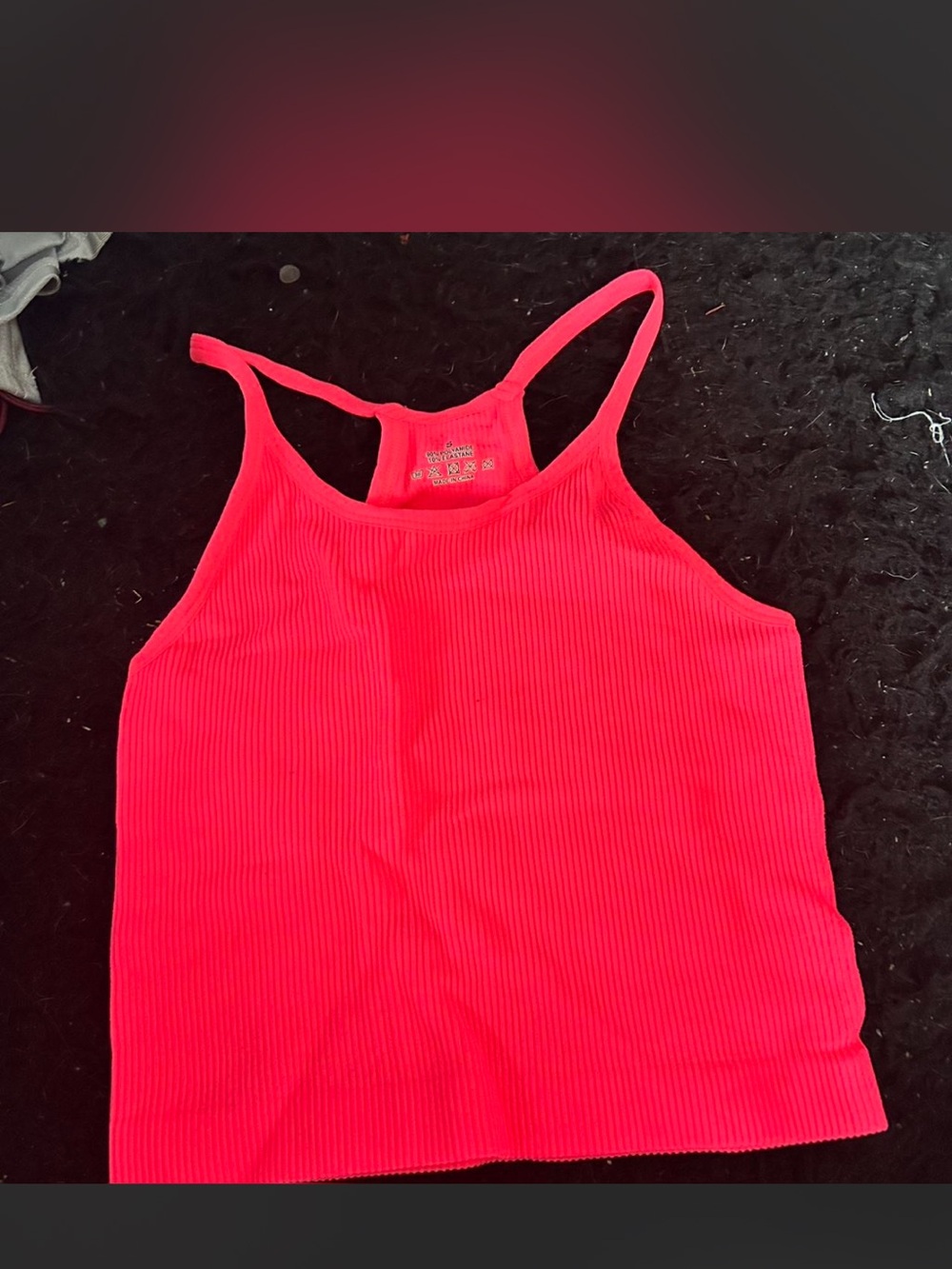 Amazon Women's Neon Pink Ribbed Racerback Tank Top